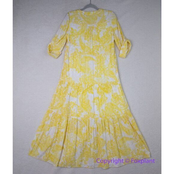 New! Chico's Tiered Paisley Maxi Dress yellow, Chico size 0, US size S/4 - Picture 10 of 16